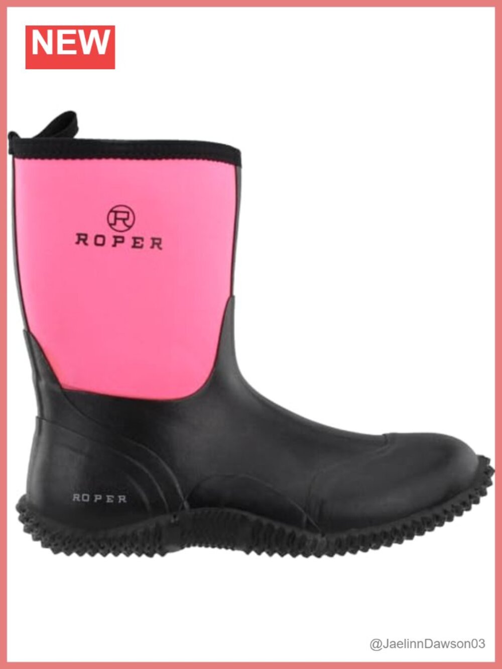 Neoprene Mid-Calf Rain Boots Round Toe Pull-On Cushioned